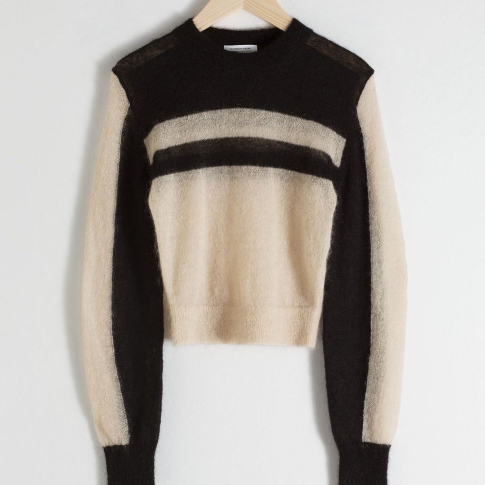 & other stories size S cropped striped sweater